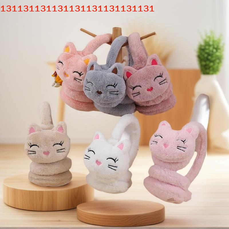 Autumn Winter Ear Protection Fashion Accessory Korean Style Plush Earmuffs Warm Cute Cartoon Cat Design
