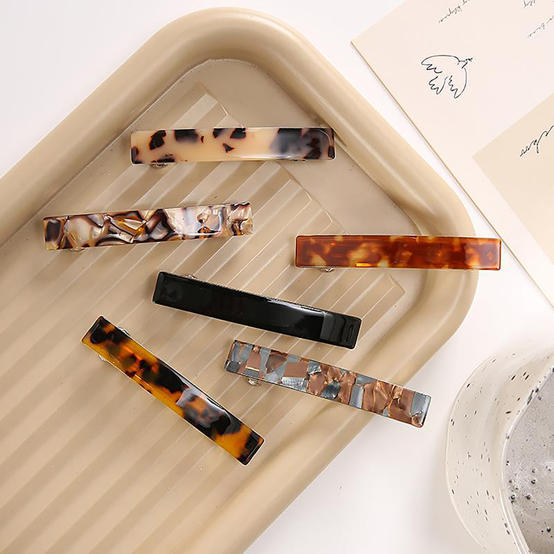 Z. Elegant Leopard Hair Clips Acetate Vintage French Hairpin Colorful Geometric Marble Spring Clips Fashion Hair Accessories
