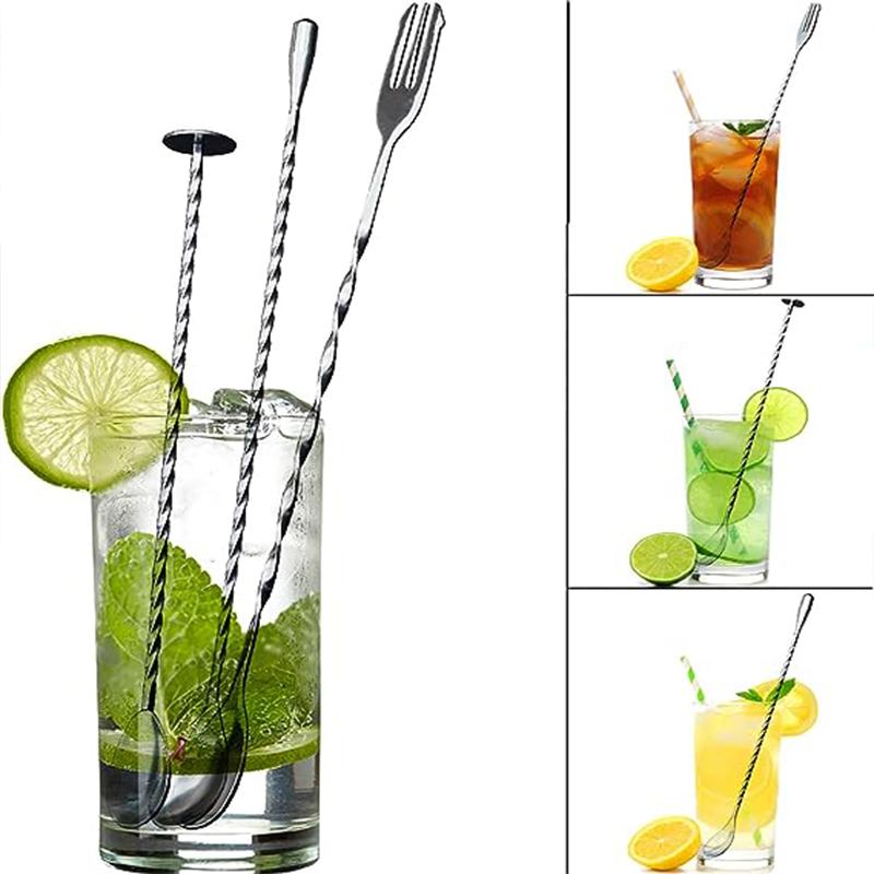 Stainless Steel Bar Cocktail Stirrer Mixing SpoonThread Bar Spoon Cocktail Stirring Bartending BarTool Accessories