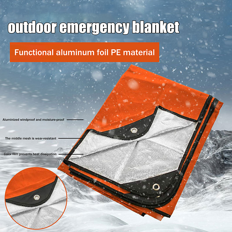 1PCS Outdoor Multi-Function Emergency Blanket PE Survival Camping Insulated Emergency Use Portable Compact Foldable Blanket