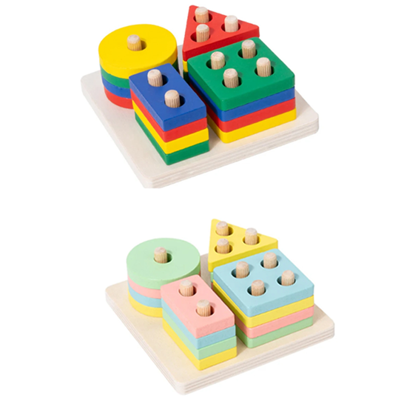 Montessori Wood Toys for Kids Wooden Sorting Stacking Toys for Baby Toddlers Educational Shape Color Sorter Preschool Kids