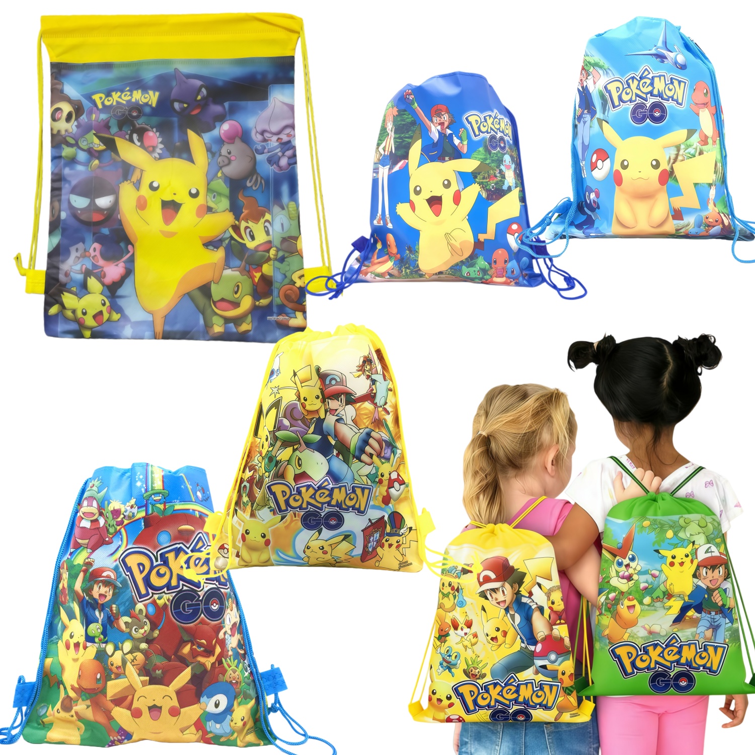 Pokemon Drawstring Bag Non-woven Pikachu Shopping Bag Shoe Storage Bag Travel Pocket Backpack Boys Party Favors s Supplies