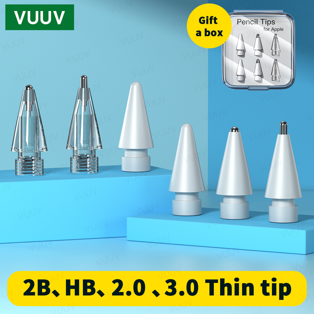 VUUV For Pencil 1st 2nd 3rd USB-C Tip Nib Double Layer 2B HB 2.0 3.0 3pcs 6pcs Replacements Soft Hard Tip iPad Accessories