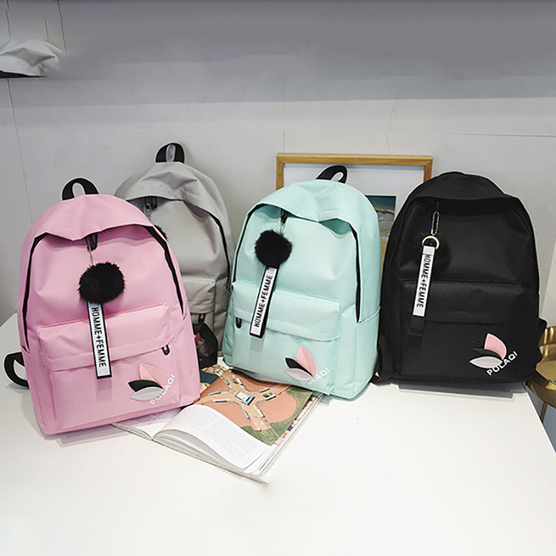 Women Schoolbag Waterproof Large Capacity School Backpack Smooth Zipper Solid Teens Girl Casual Daypack Bag Student Supply NEW