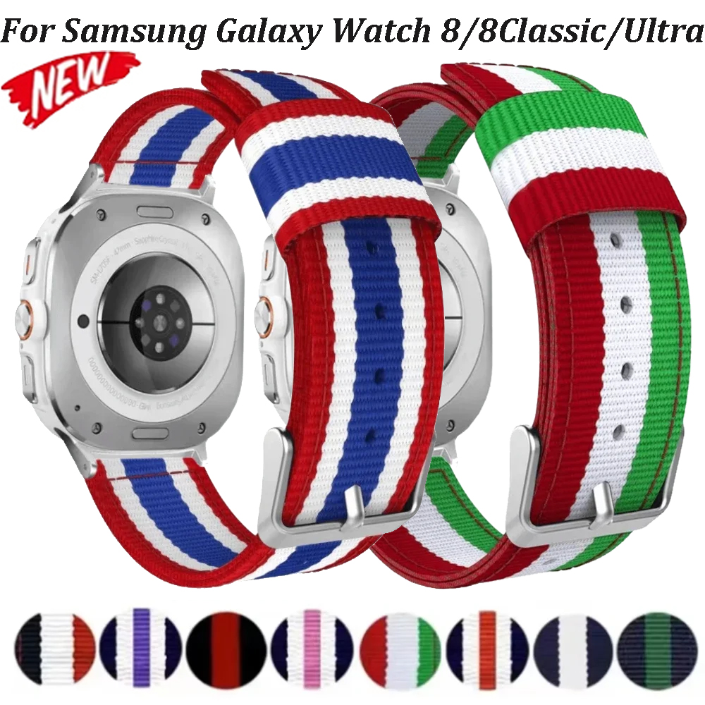 Canvas Nylon Strap For Samsung Galaxy Watch Ultra 2025 47mm Comfortable Bracelet For Galaxy Watch 8 44/40mm 8 Classic 46mm Band