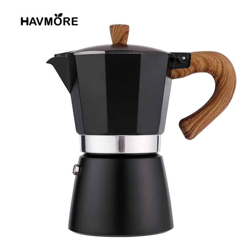 150ml/300ml Vintage Wooden Handle Espresso Maker Moka Pot Classic Italian KitchenTools Cafe Accessories