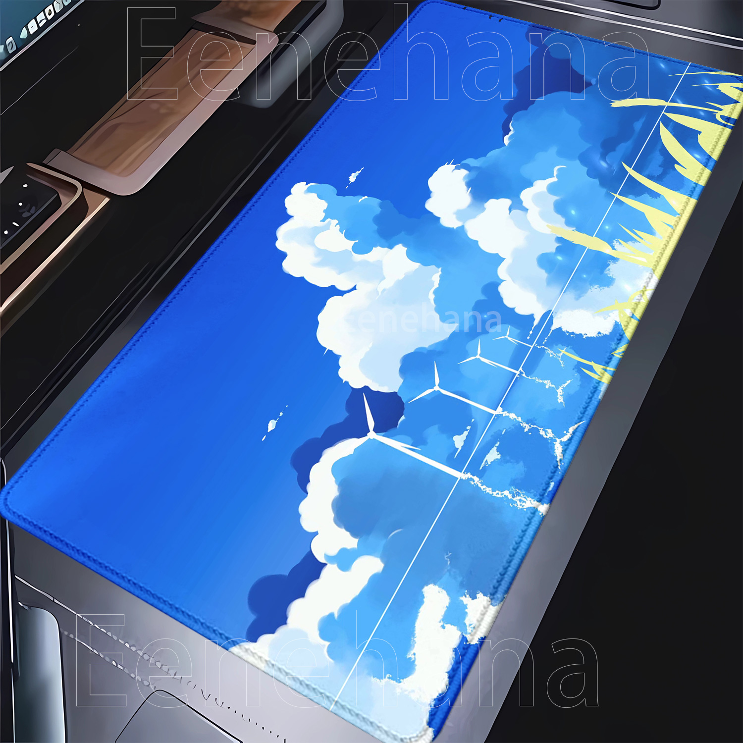 Mouse Pad Anime Scenery blue sky white clouds Large Anti-Slip Gaming Mousepad Office accessories HD Printing XXL Desk Mat