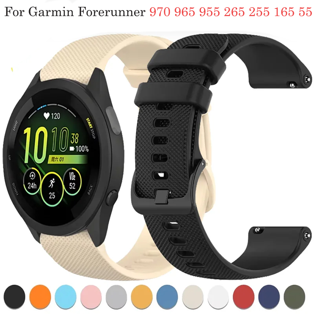 20mm 22mm Soft Silicone Strap for Forerunner 970 965 955 265 165 55 Bracelet Wristband for Venu 4/3/Active 6 Band