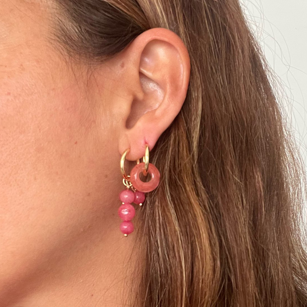 Bohemian Handmade Natural Stone Beads Hoop Earrings for Women Golden Color Stainless Steel Circle Huggie Hoops Jewelry Bijoux