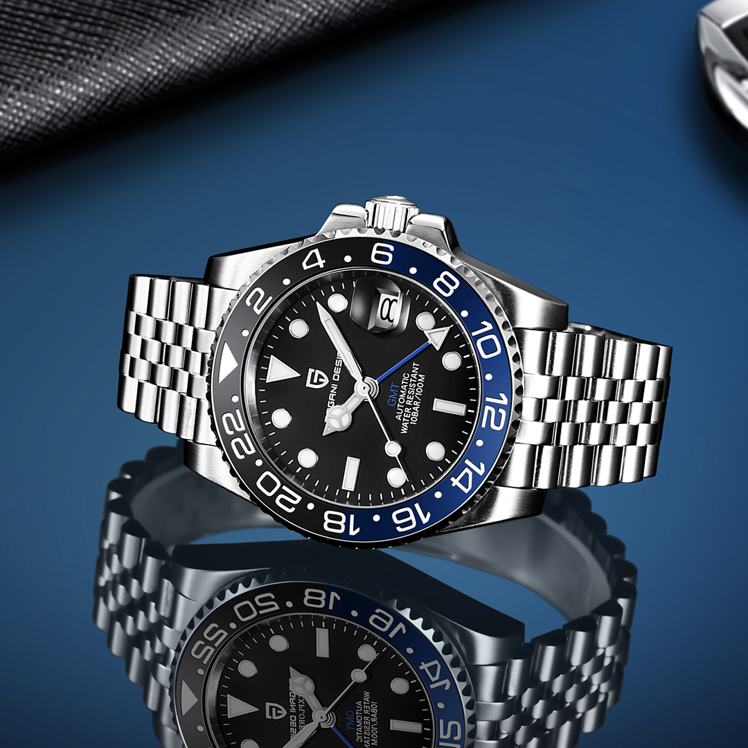 PAGANI DESIGN New Fully Automatic Mechanical Watch Men's Luxury Sapphire Glass 40MM Ceramic GMT Watch 100M Waterproof