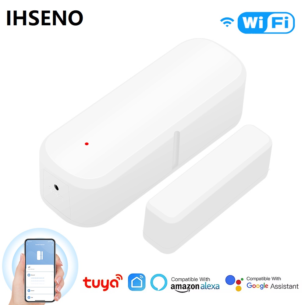 IHSNEO Tuya WiFi Door Window Sensor Smart Home Wireless Door Open / Closed Detector Smart Life Control Via Alexa Home