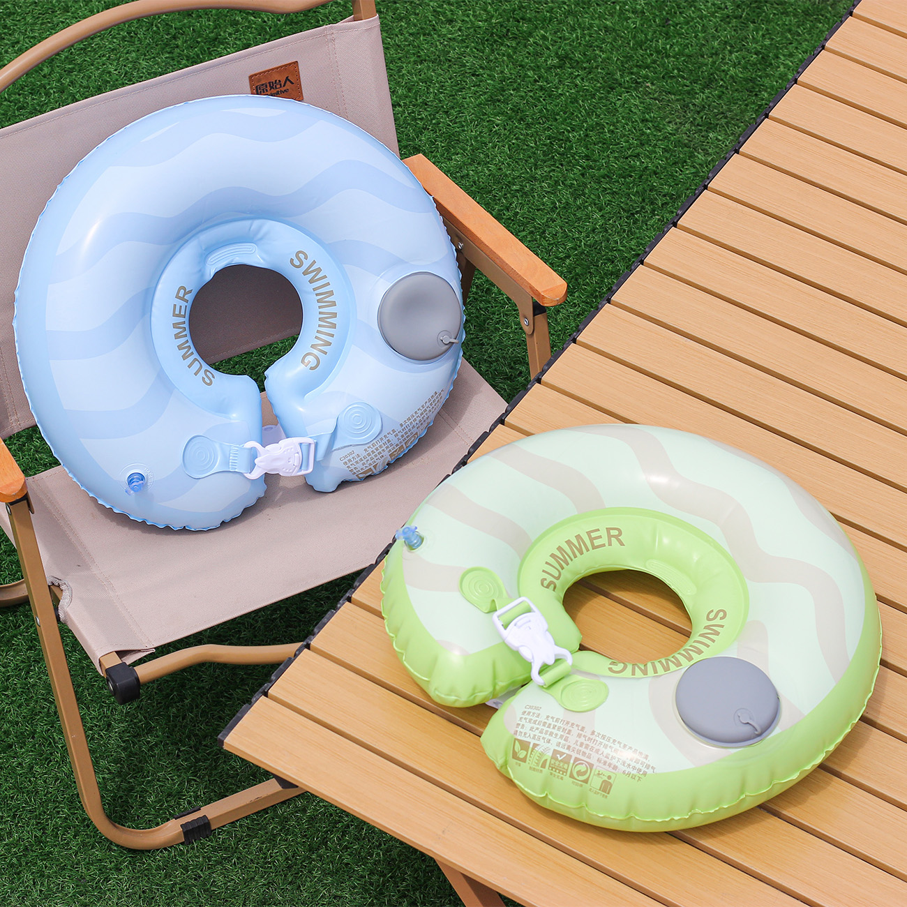 1PC Automatic inflatable children's neck loop, suitable for swimming safety, folding portable float for swimming training