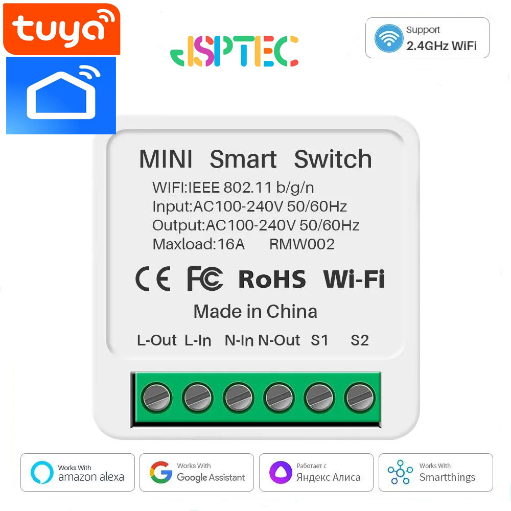 16A Mini Wifi DIY Light Switches Module 2-way Control Work With Tuya Smart Life Alexa Alice Home