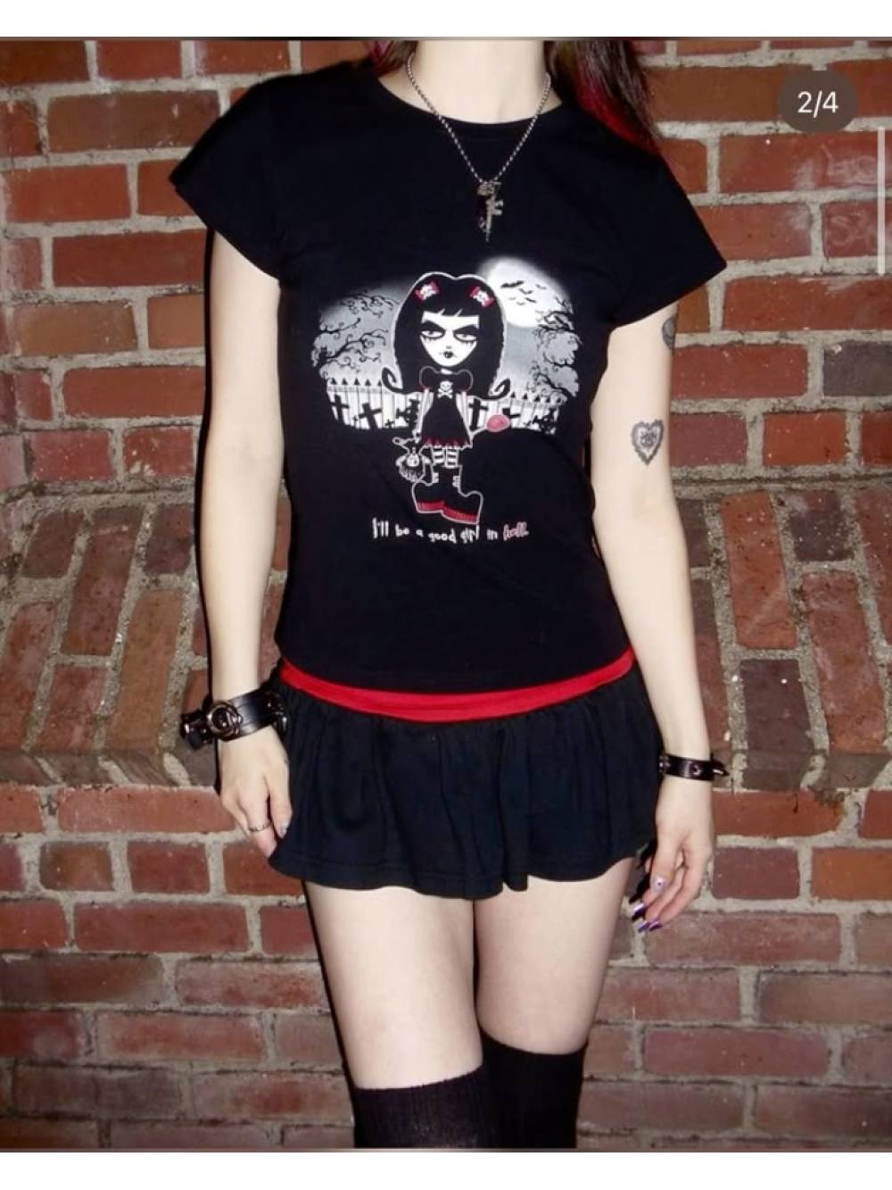 2026 new summer print American spicy girl fashion personality trend punk hip-hop dark series Y2K niche street slimming versatile