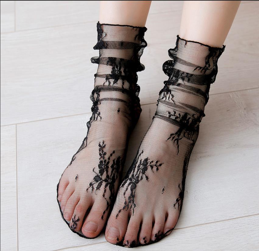 1/2/3 Pairs Thin Socks Women Summer Ultra Breathable Transparent Lace Socks Lolita Soft White Ins Mid Sock Fishnet female