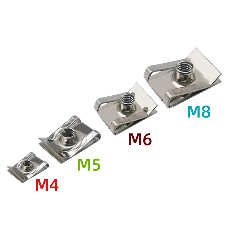 10pcs Stainless Steel U Type Clips with Thread Reed Nuts for Car Motorcycle Scooter M4 M5 M6 M8 8/6/5/4 mm