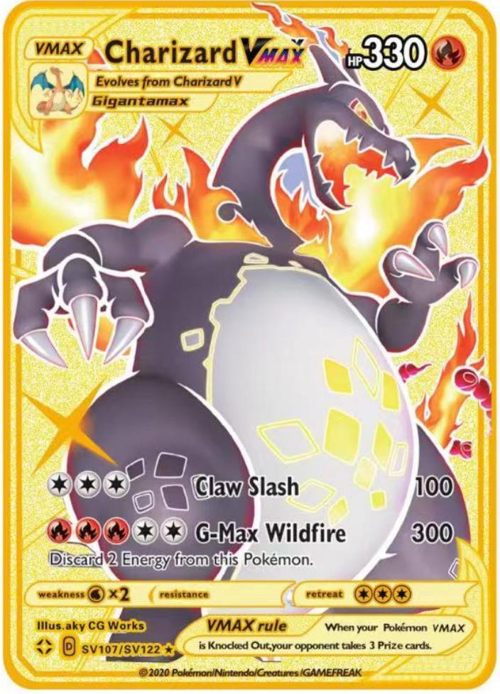 2026 HOT NEW! Pokemon Metal Card 10000 Points Arceus Charizard Super Card Golden English Mewtwo Vmax Anime Collection Cards