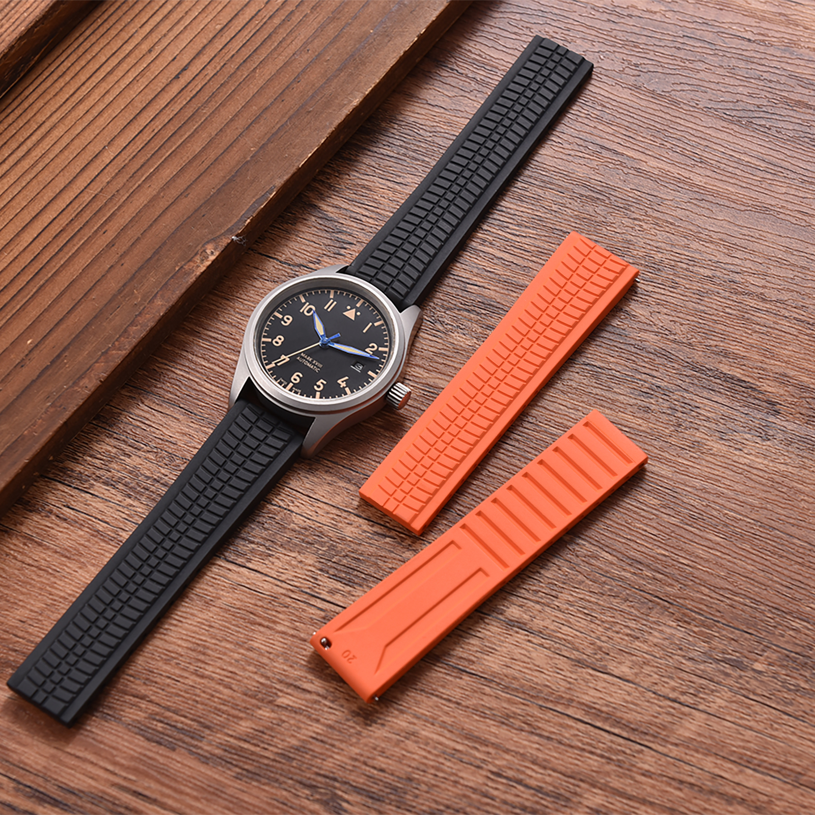 CTS FKM Watch Band 20mm 22mm 24mm Quick Release Butterfly Buckle For Patek PhilippeCustom Cut to Size Durable Strap