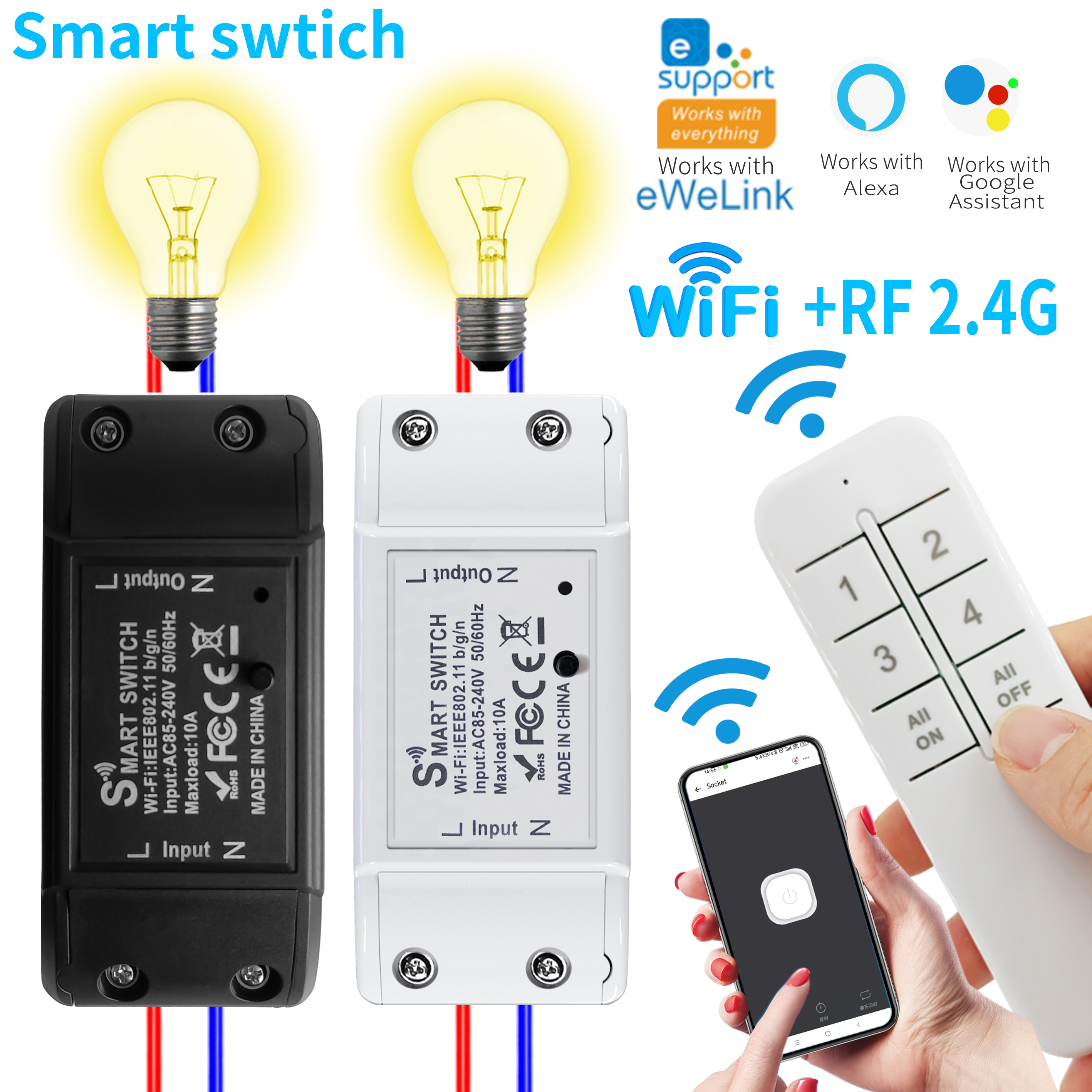 WiFi eWeLink smart switch wireless switch remote control switch works with Alexa home vioce control