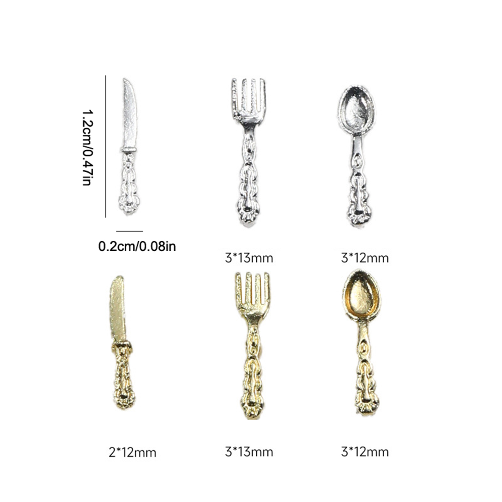 10Pcs Mini Cute Tableware Nail Charm Metal Cartoon Nails Decoration Nail Art DIY Nails Accessories