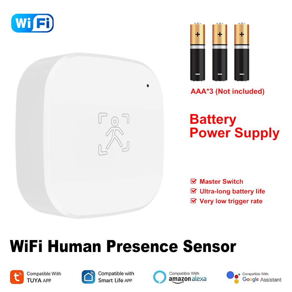 24G Radar Zigbee Human Presence Sensor Tuya Smart Life APP Control High Precision Motion Detector Battery Operated
