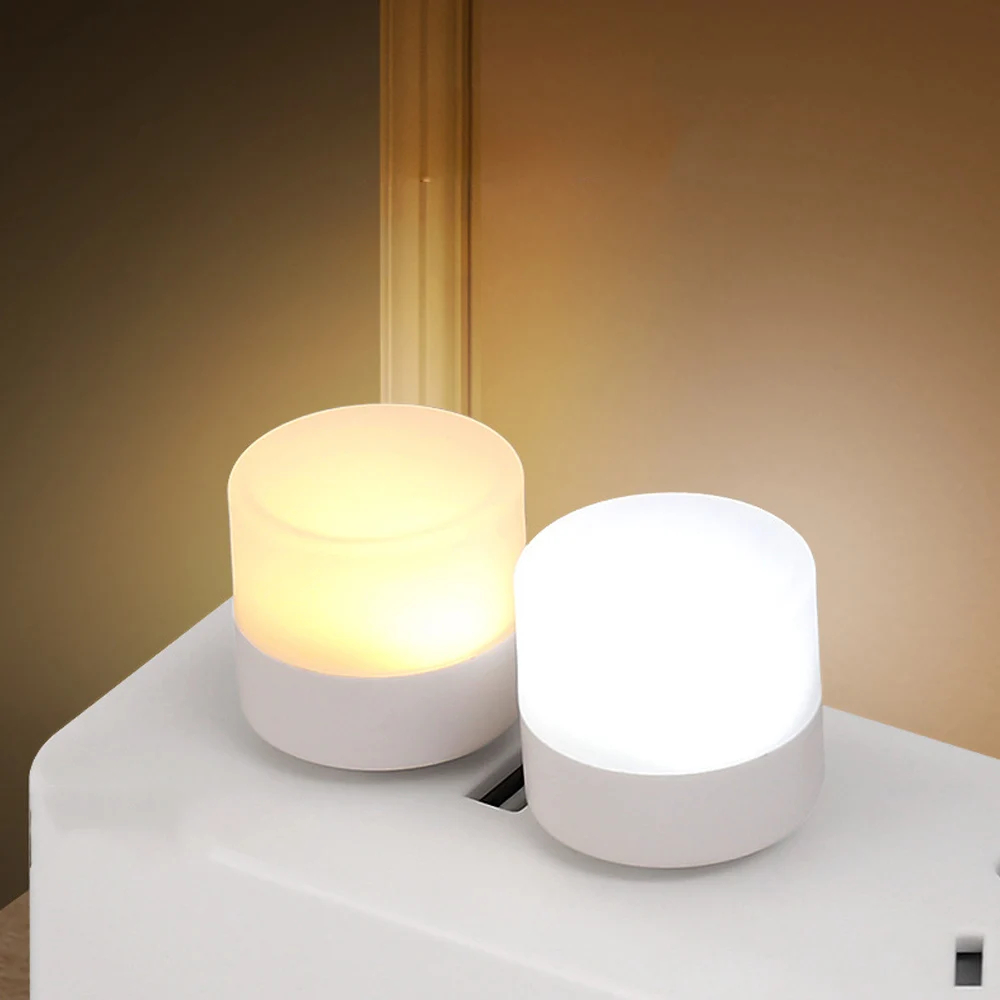 10Pcs Portable USB Plug LED Night Light Eye Protection Book Reading Computer Table Desk Camping 1W Lamp Energy Saving