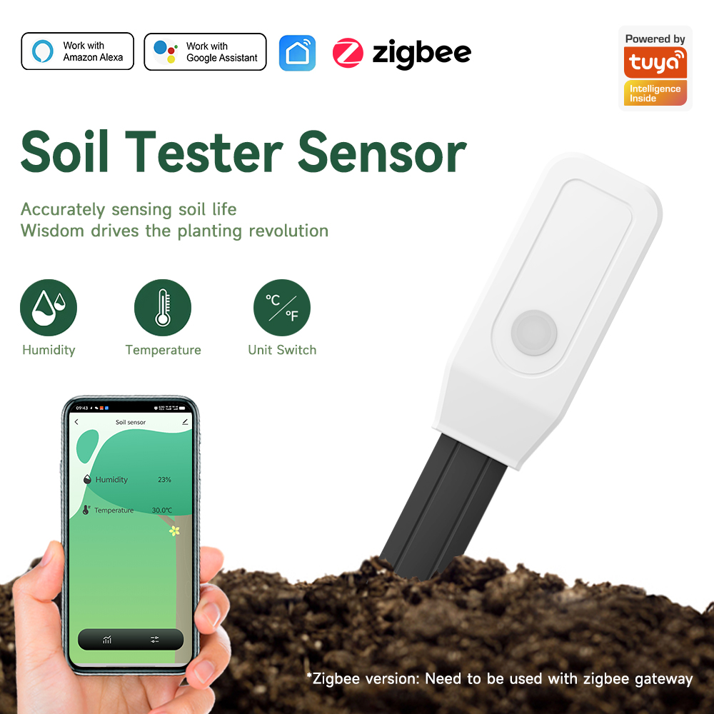 Smart Soil Tester Sensor, Zigbee 3.0 Soil Moisture & Temperature Meter, Digital Plant Monitor for Garden/Farm, Remote APP Contro