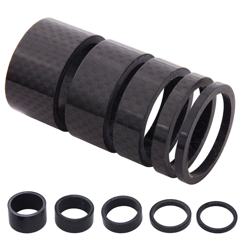 Mountain road bike head tube carbon rim, 28.6 front fork headset, carbon fiber washer, 3K stem and headset spacer ring