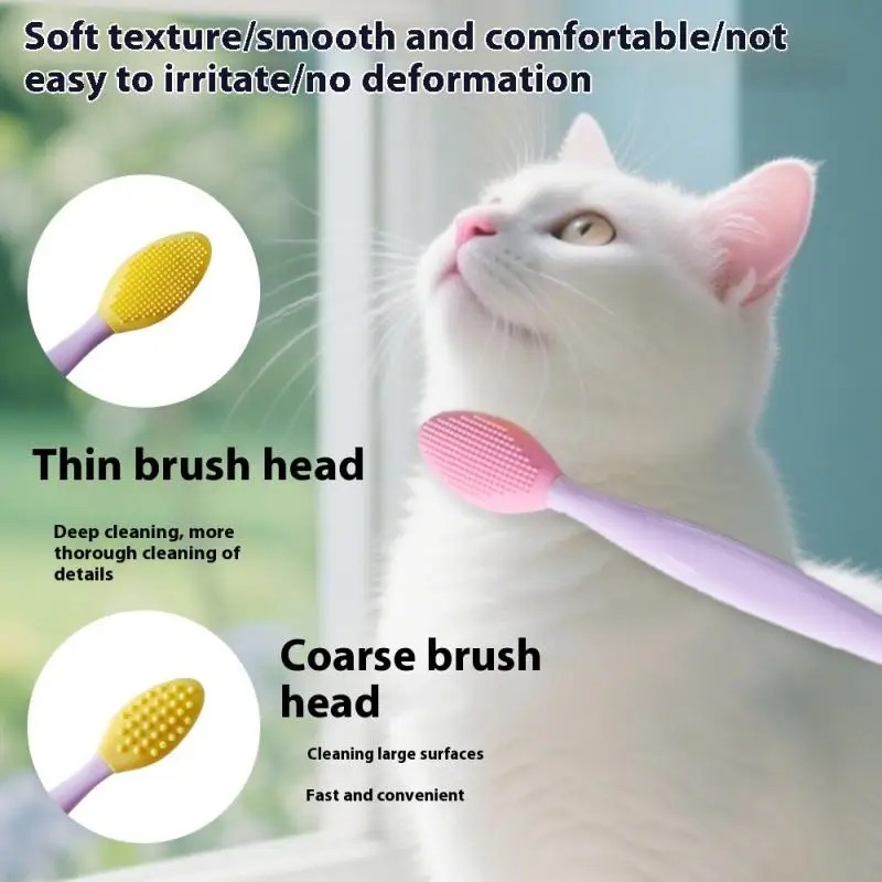 Pet Facial Cleansing Brush - 3-in-1 Cat Grooming Tool for Nose, Chin & Whisker Care, Soft Silicone Massager for Feline Hygiene a