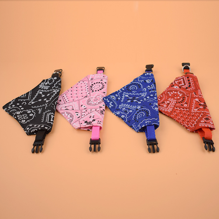1pc Pink Color Random Pattern Pet Bandana With Adjustable Triangle Shape & Buckle Pet Dog Neck Scarf Puppy Cat Dog Collar Bibs