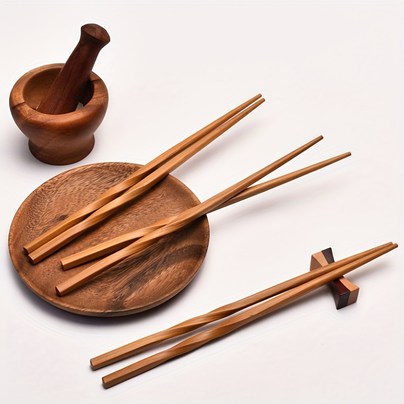 5 Pairs Natural Bamboo Chopsticks Set, Chinese Style Chopsticks, Household Pointed Chopsticks, Tableware, Kitchen Supplies