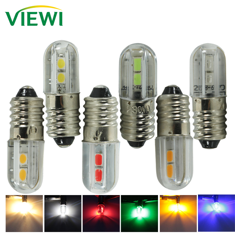 4pcs Lampen E10 Led Interior Bulb 6v 12v 24v 220v Mini Colorful 1W Auto Indicator Warning Light Signal Energy Saving Lamp 6 Volt