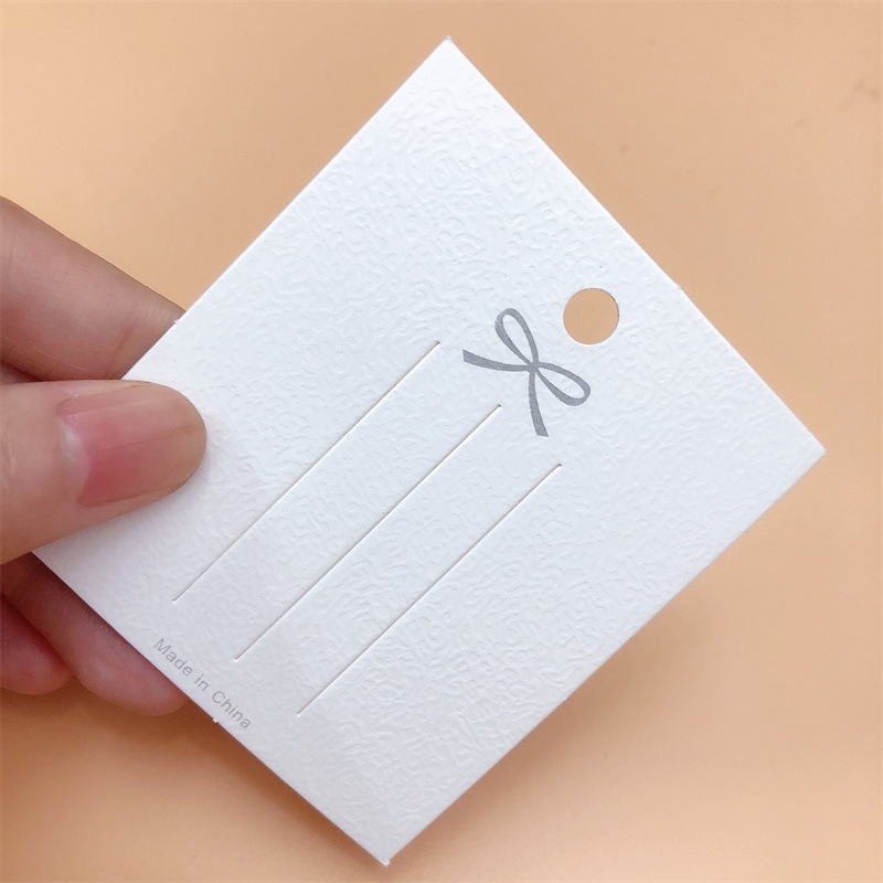 50PCS White Trinket Bow Display Cards Hairpin Cardboard Packing Paper for Gift Items Jewelry Accessories