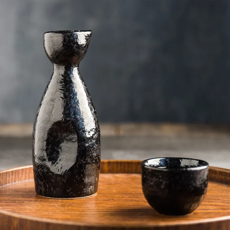 Japanese Set, Vintage Black Shot Glasses, Ceramic Home Restaurant, Drink, Korean Bottle, Small Cup Set