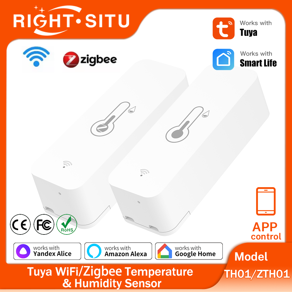 Tuya Zigbee WiFi Temperature & Humidity Sensor APP Remote Control TH01/ZTH01 WorkWith Yandex SmartLife