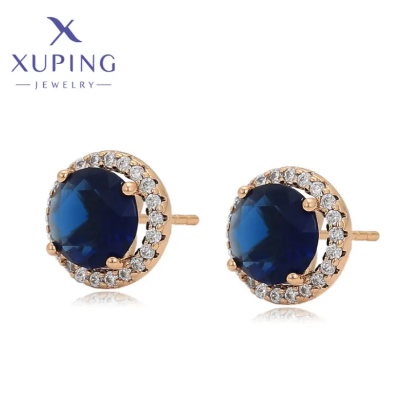 Xuping Jewelry Hot Selling Exquisite Simple Round Shape Gold Color Stud Earrings for Women X000712679