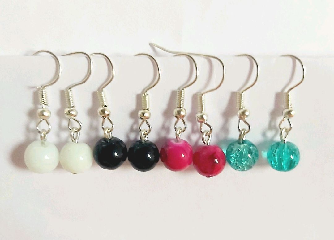 Silver Hook 4Pair Earrings For Womens