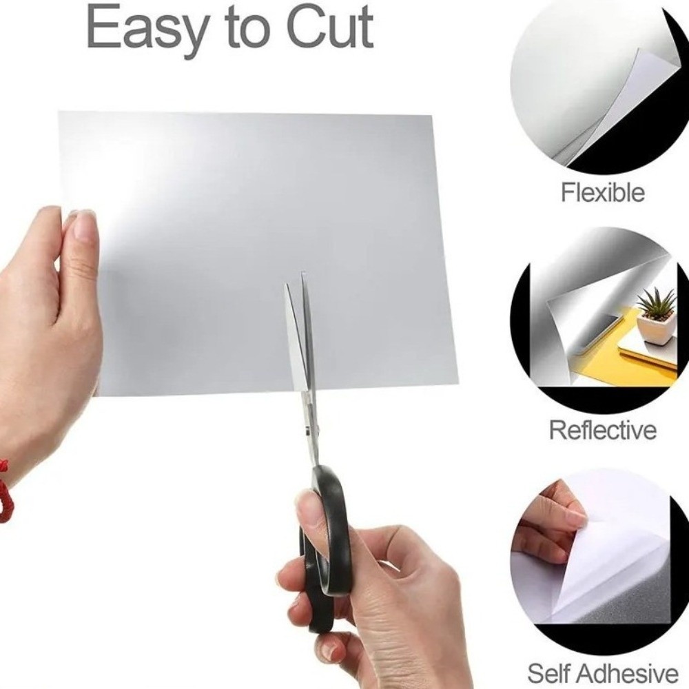 1pc Self Adhesive Acrylic Mirror Sheet 1.6mm Thick Simple Makeup Mirror DIY Craft Shatterproof Hairdressing Wall Mirror