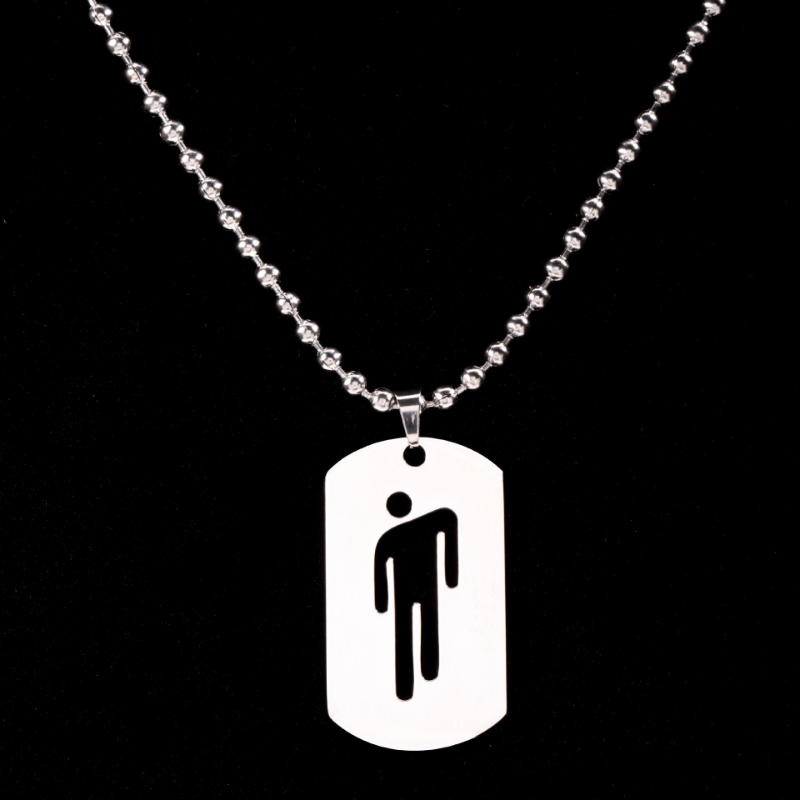 1pcs New Hollow-out Pendant Simple Stainless Steel Figurine Necklace Hip-hop Trend Pendant Sweater Chain pen gpt