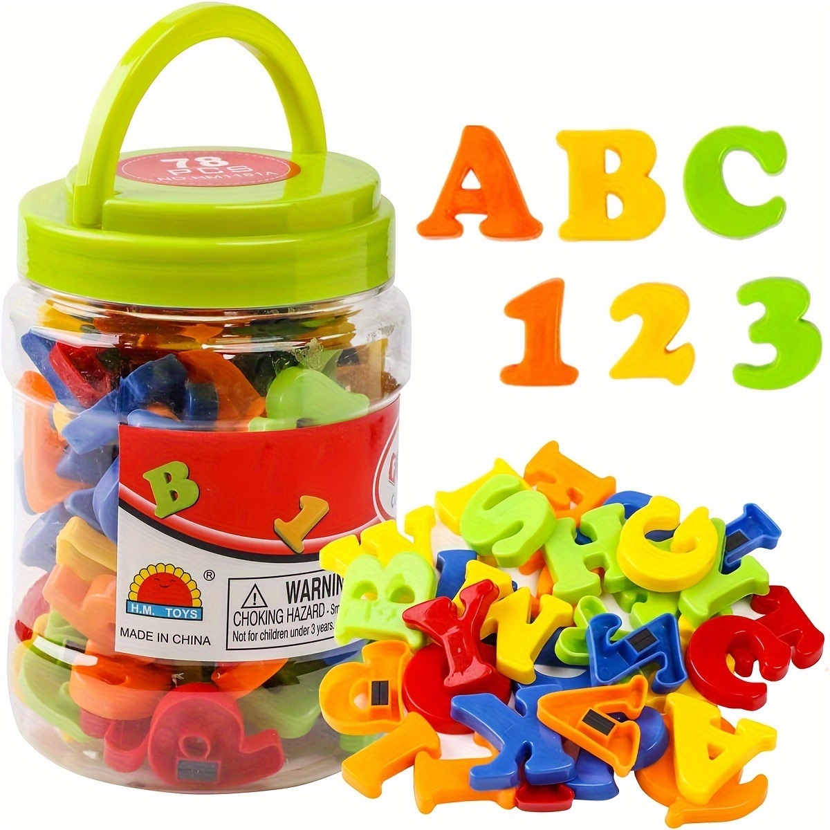 78 PCS Magnetic Letters Numbers Alphabet, Colorful Plastic Educational Toy, Learning Spelling Counting for Kids, Chiristmas