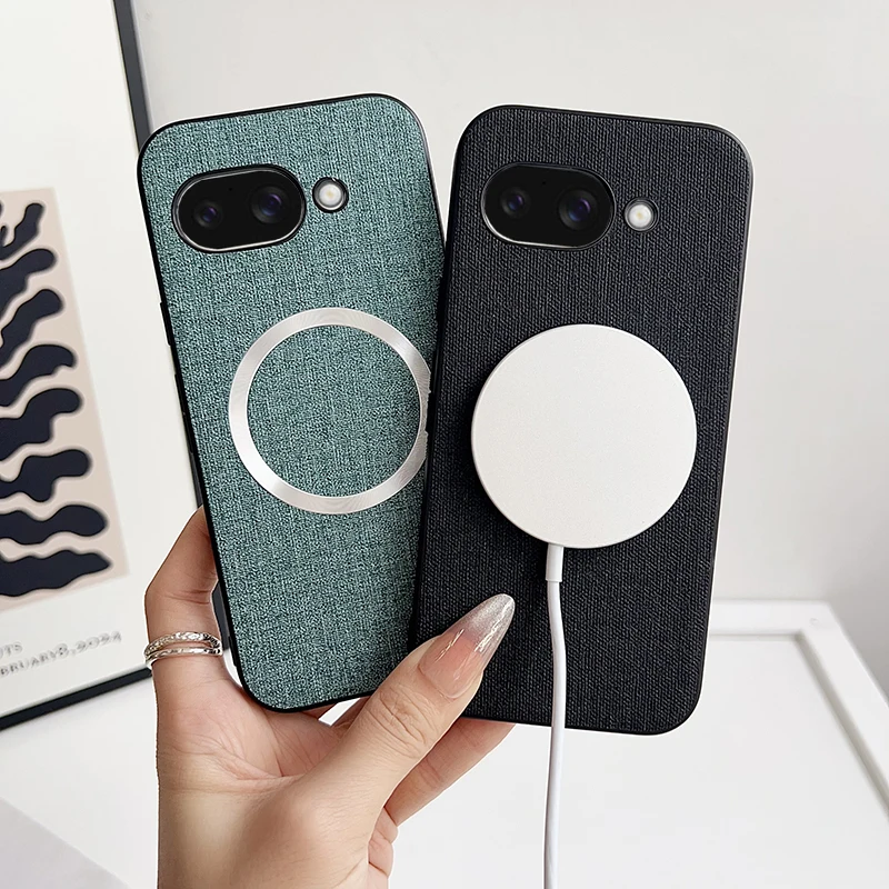 Fabric Cloth Wireless Charging for Magsafe Magnetic Case for Google Pixel 10 Pro XL Soft Cover for Google Pixel 9A 9 Pro XL 8 8A