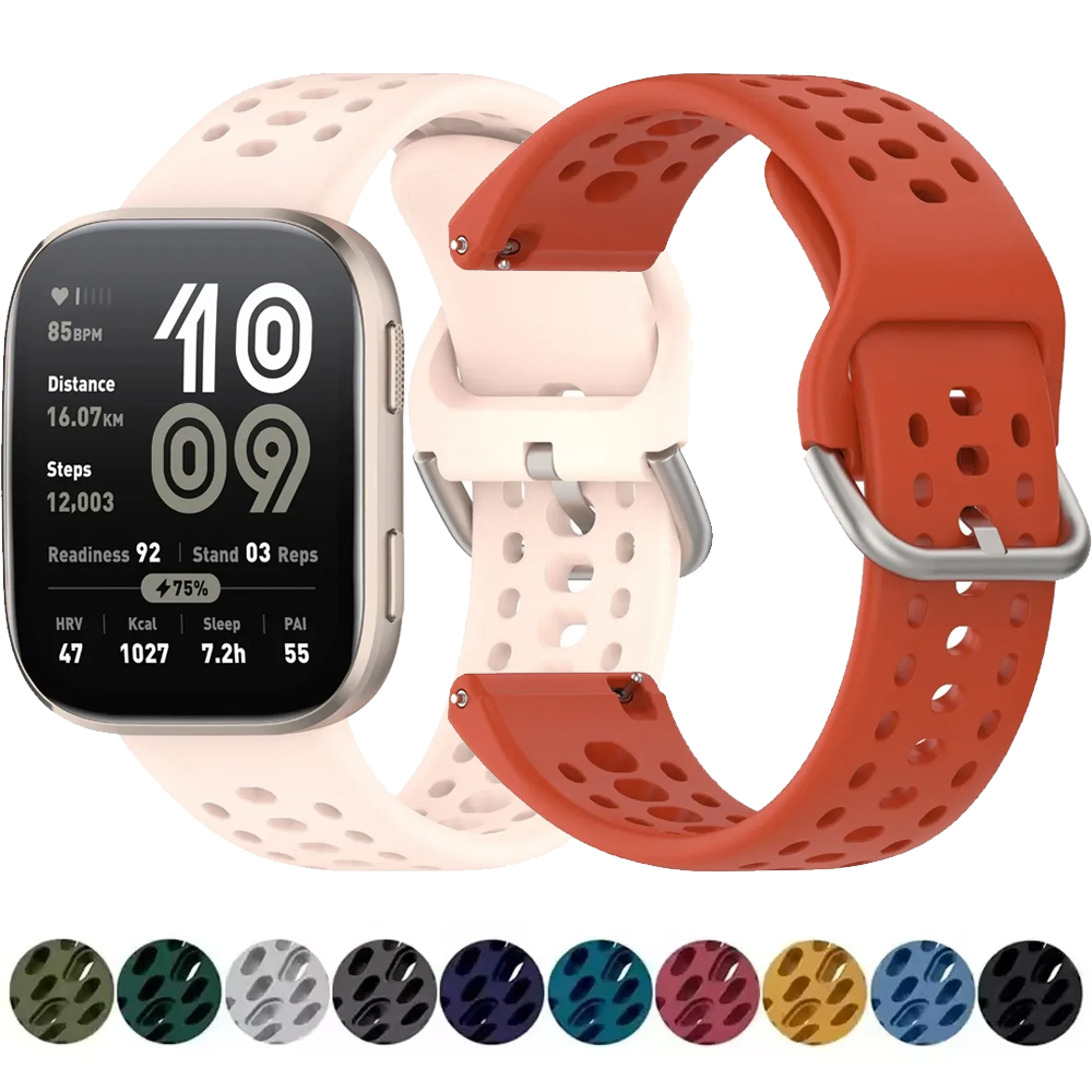 22mm Silicone Strap For Amazfit Balance 2 1/Bip 5/T-Rex3 Pro Official Sports Breathable Wristband Amazfit Bip 6 Belt Accessories