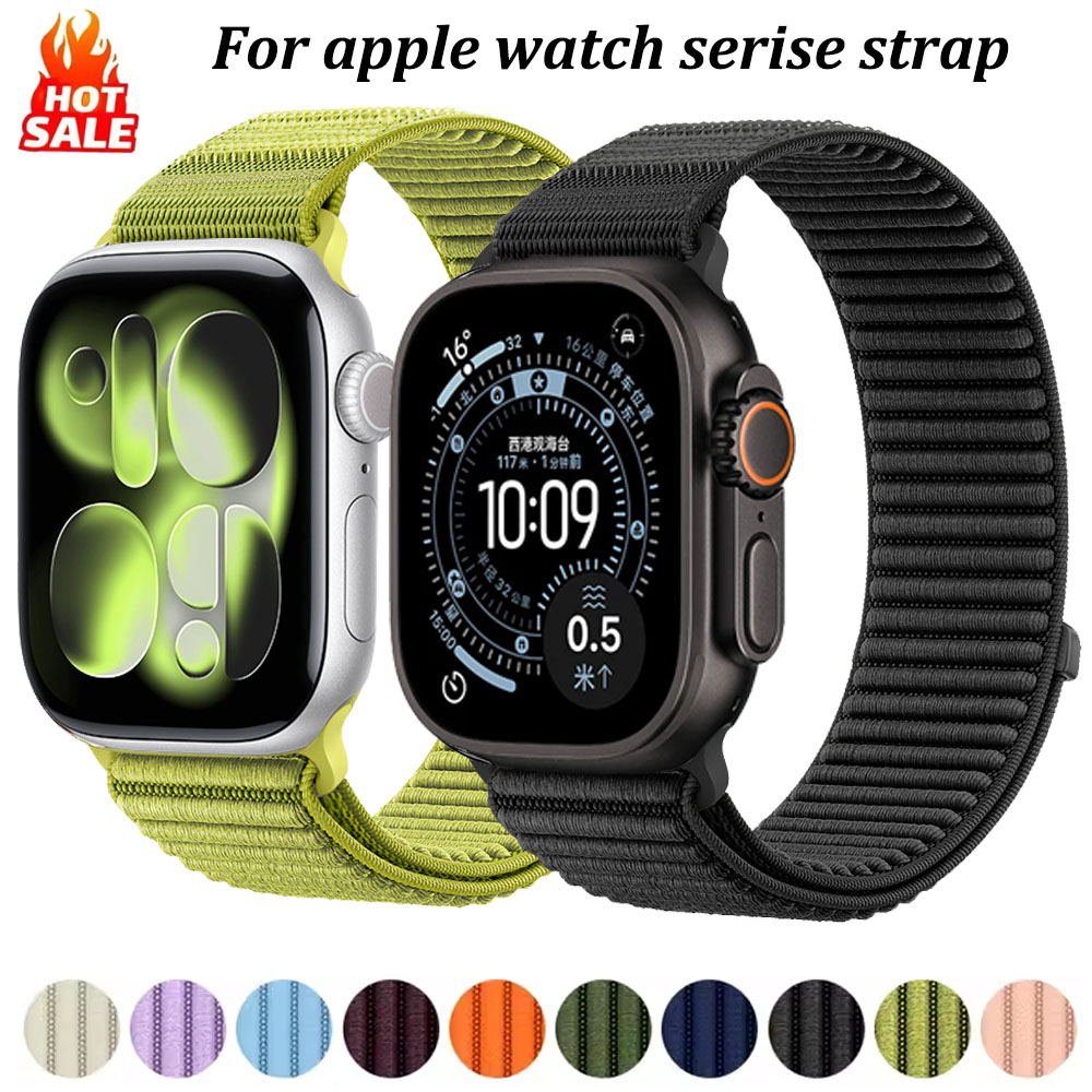 Nylon Loop Strap For Watch Band Ultra 3/2 46mm 45mm 44mm 49mm 40mm 41mm 42mm Bracelet IWatch Series 11 10 9 8 7 6 5 4 SE3