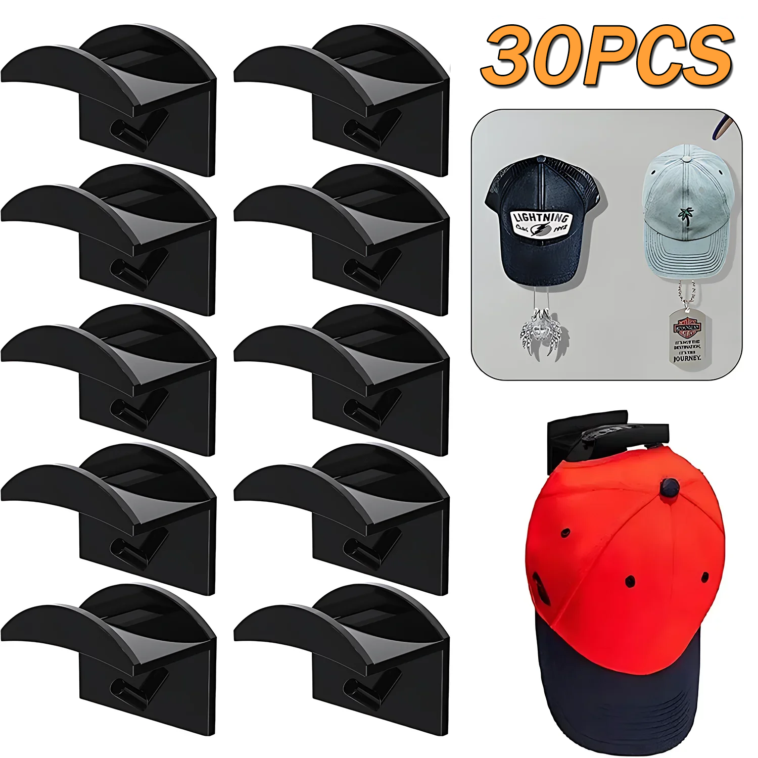 Baseball Hat Hooks Simple Headphone Necklace Storage Hooks No Trace Hooks Hat Organizer Home Storage Hooks