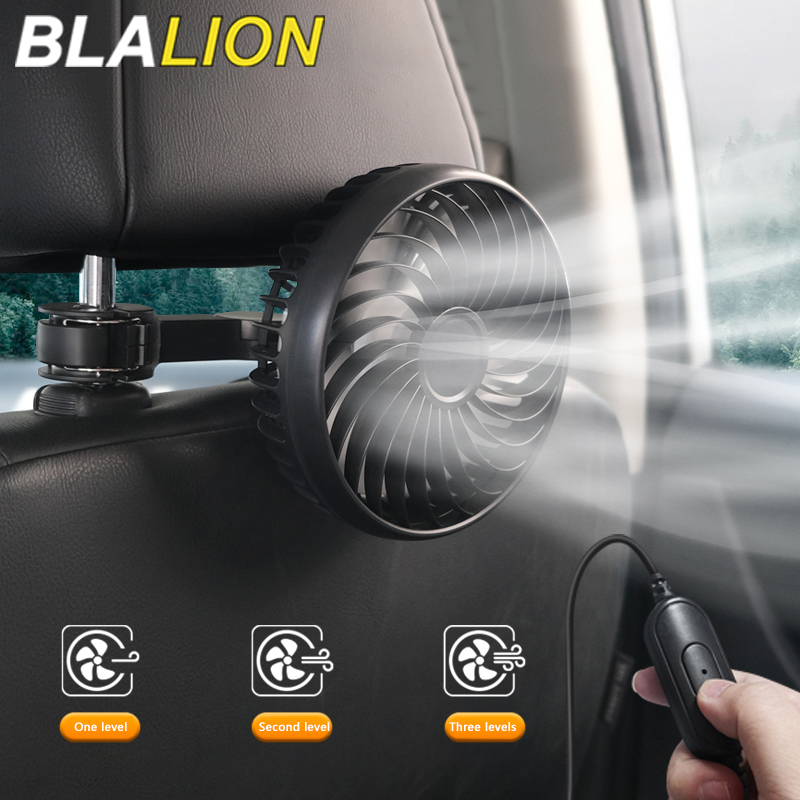 BLALION Cooling Car Fan Headrest USB Fans For Car Rear Seat Free-Adjustment 3-Speed Strong Wind Auto Fan