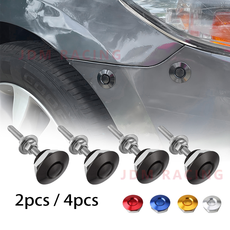 2/4pcs Push Button Billet Quick Release Fasteners Latch License Plate Lock Clip Aluminum Alloy Car Hood Pins Lock Clip Kit