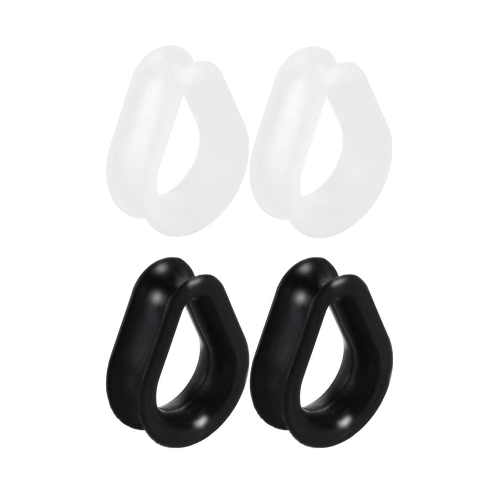 1 Pairs Black White Flexible Soft Silicone Hollow Teardrop Shape Ear Stretcher Plugs Gauges Tunnel Expanders Piercing Kit