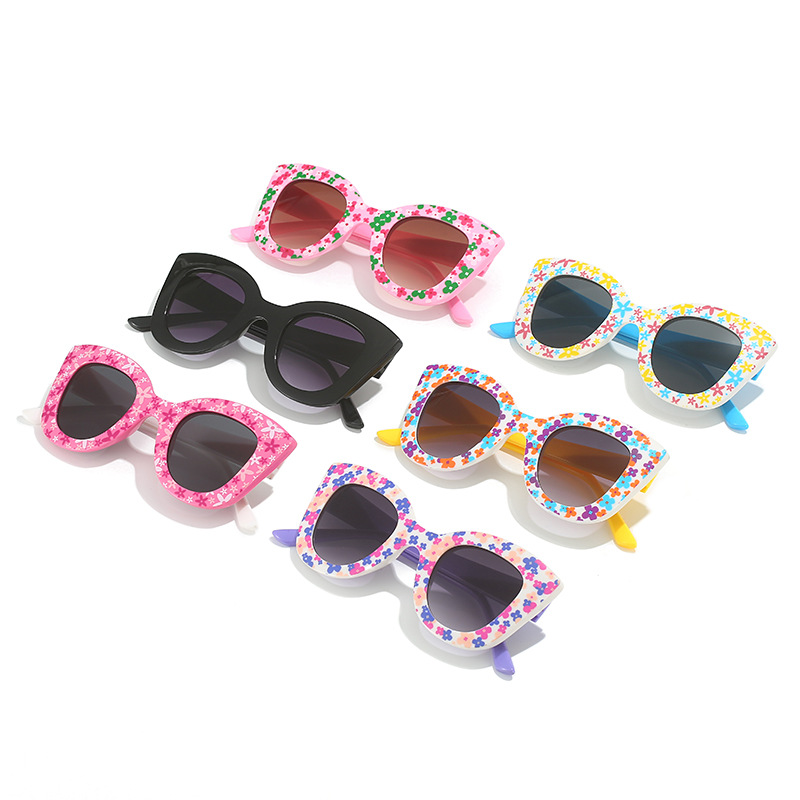 New Fashionable Cat Eye Children's Sunglasses 115 Personalized Frame Printed Girl Cute Decoration Versatile Sunshade Mirror