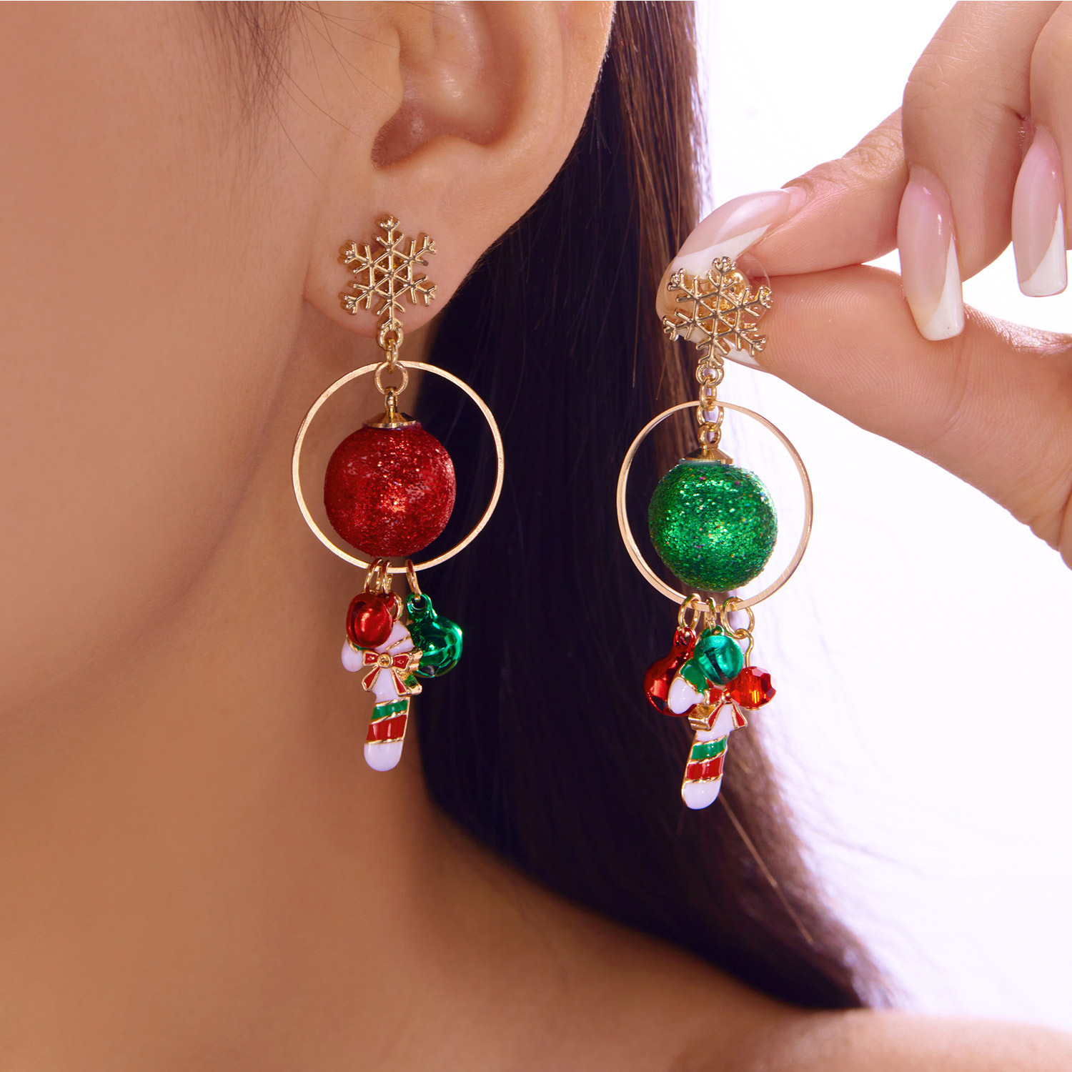 Colorful Crystal Zircon Snowman Dangle Earrings for Women Cute Christmas Tree Snowflake Bow Earring Xmas New Year Party Gifts