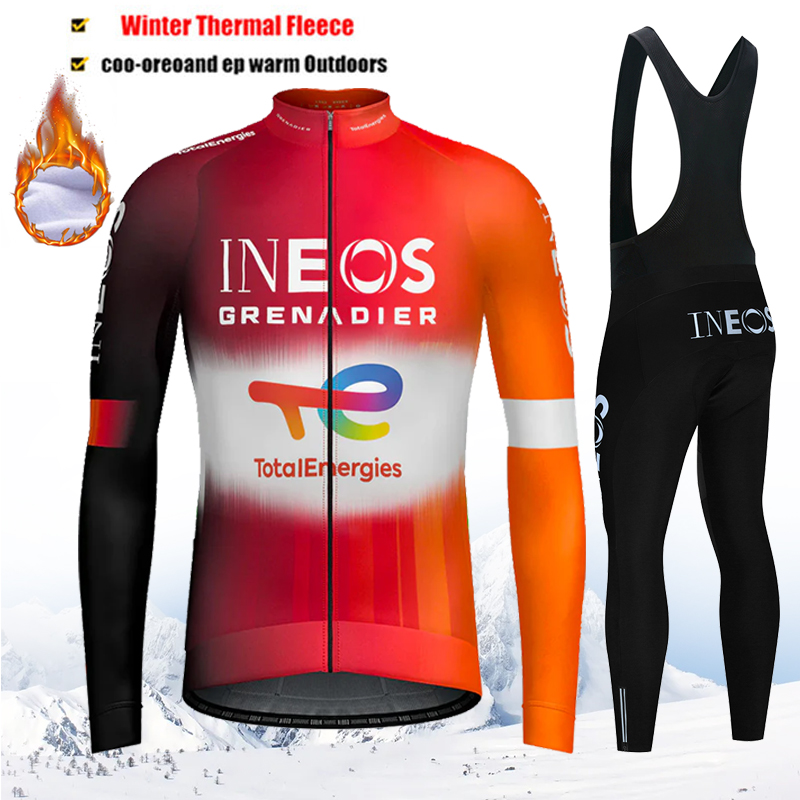 2025 INEOS Winter Cycling Jersey Set Men Thermal Fleece Bicycle Clothing MTB Bike Bib Pants Ropa Triathlon Maillot Ciclismo